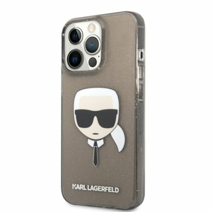 KLHCP13LKHTUGLB Karl Lagerfeld TPU Full Glitter Karl Head Kryt pro iPhone 13 Pro Black