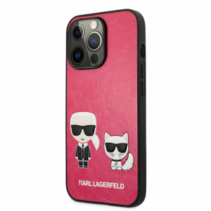 KLHCP13LPCUSKCP Karl Lagerfeld and Choupette PU Leather Pouzdro pro iPhone 13 Pro Fuchsia