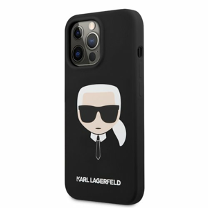 KLHCP13LSLKHBK Karl Lagerfeld Liquid Silicone Karl Head Kryt pro iPhone 13 Pro Black