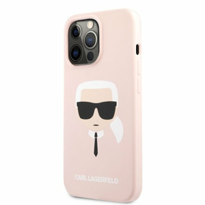 Puzdro Karl Lagerfeld KLHCP13LSLKHPI Liquid Silicone Karl Head iPhone 13 Pro Light - ružové