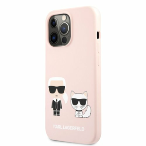 Puzdro Karl Lagerfeld KLHCP13LSSKCI and Choupette Liquid Silicone iPhone 13 Pro - ružové
