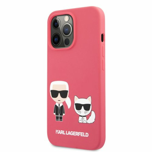KLHCP13LSSKCP Karl Lagerfeld and Choupette Liquid Silicone Pouzdro pro iPhone 13 Pro Red