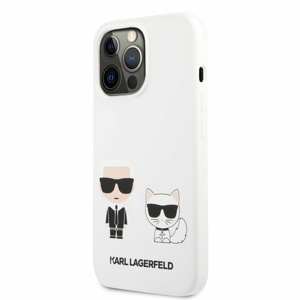 Puzdro Karl Lagerfeld KLHCP13LSSKCW and Choupette Liquid Silicone iPhone 13 Pro - biele