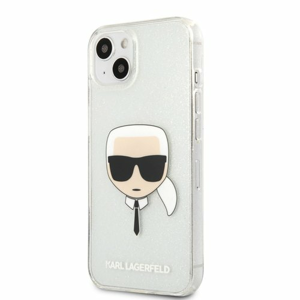 KLHCP13MKHTUGLS Karl Lagerfeld TPU Full Glitter Karl Head Kryt pro iPhone 13 Silver