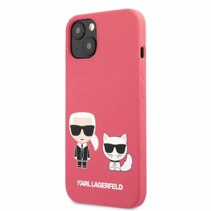 KLHCP13MSSKCP Karl Lagerfeld and Choupette Liquid Silicone Pouzdro pro iPhone 13 Red