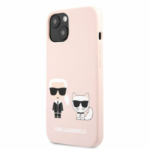 Puzdro Karl Lagerfeld KLHCP13SSSKCI and Choupette Liquid Silicone iPhone 13 mini - ružové