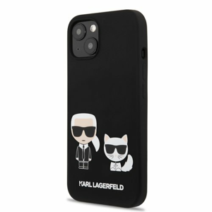 KLHCP13SSSKCK Karl Lagerfeld and Choupette Liquid Silicone Pouzdro pro iPhone 13 mini Black
