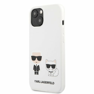 KLHCP13SSSKCW Karl Lagerfeld and Choupette Liquid Silicone Pouzdro pro iPhone 13 mini White
