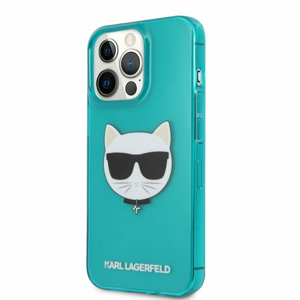 KLHCP13XCHTRB Karl Lagerfeld TPU Choupette Head Kryt pro iPhone 13 Pro Max Fluo Blue