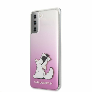 KLHCS21MCFNRCPI Karl Lagerfeld PC/TPU Choupette Eats Kryt pro Samsung Galaxy S21+ Gradient Pink