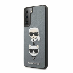 KLHCS21SSAKICKCSL Karl Lagerfeld Saffiano K&C Heads Kryt pro Samsung Galaxy S21 Silver