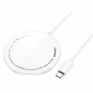 Magnetická bezdrôtová nabíjačka USAMS CD155 Super Thin 15W Biela