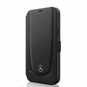 MEFLBKP12SARMBK Mercedes Perforated Leather Book Pouzdro pro iPhone 12 mini 5.4 Black