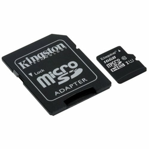 MicroSDHC karta KINGSTON 16GB CL10 UHS-I 80R + adaptér