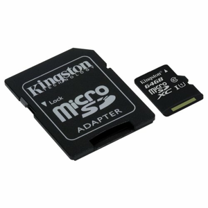 MicroSDXC karta KINGSTON 64GB CL10 UHS-I 80R + adaptér