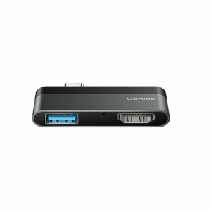 Mini HUB USAMS US-SJ462 Type-C (USB+DHMI) Sivý