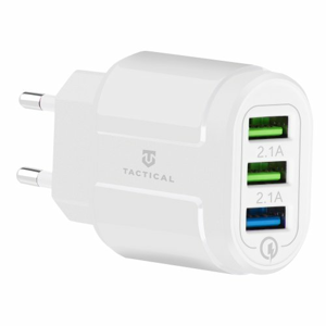 Nabíjací adaptér Tactical 13-222 3xUSB-A QC 3.0 30W Biely