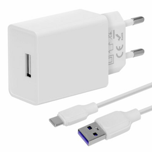 Obal:Me Cestovní Nabíječka USB-A 10W + USB-A/USB-C Kabel 1m White