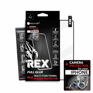 Ochranné sklo celotvárové + Ochranné sklo na kameru iPhone 15 Plus, Sturdo Rex, čierne