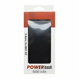 Powerbank 5000 mAh čierny 2xUSB + TypeC/Micro