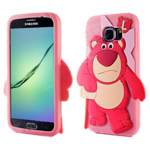 Puzdro 3D TPU Samsung Galaxy S6 G920 medveď - ružovo-červené