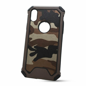 Puzdro Camouflage Army TPU Hard iPhone X/Xs - hnedé