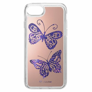 Puzdro CellularLinte Shimmer Design TPU iPhone 6/7/8 - motýľ