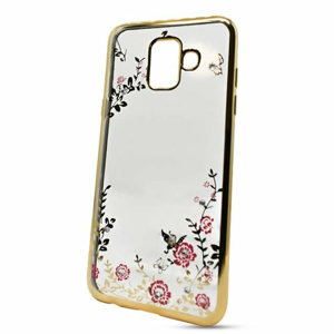 Puzdro Forcell Diamond TPU Samsung Galaxy A6 A600 vzor kvety - zlaté