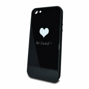 Puzdro Glass Hard TPU iPhone 5/5S/SE Srdce - čierne