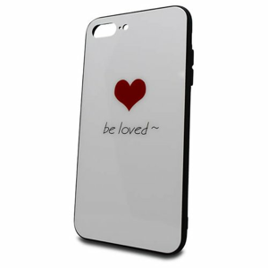 Puzdro Glass Hard TPU iPhone 7 Plus/8 Plus Srdce - biele