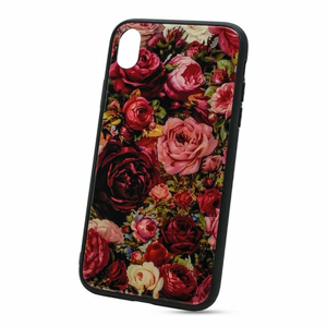 Puzdro Glass Hard TPU iPhone XR - ruže