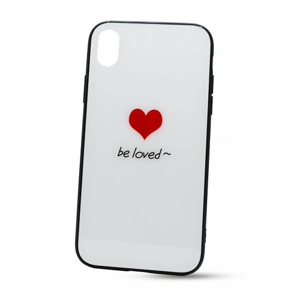 Puzdro Glass Hard TPU iPhone XR Srdce - biele
