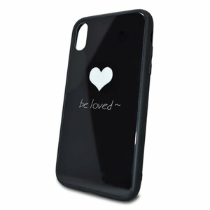 Puzdro Glass Hard TPU iPhone XR Srdce - čierne