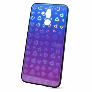 Puzdro Glass Reflect TPU Huawei Mate 20 Lite Srdcia - modro-fialové