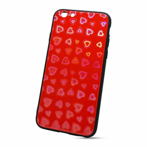 Puzdro Glass Reflect TPU iPhone 6/6s Srdcia - červené