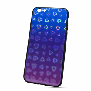Puzdro Glass Reflect TPU iPhone 6/6s Srdcia - modro-fialové