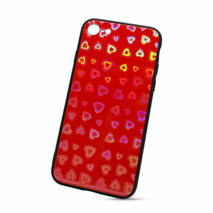 Puzdro Glass Reflect TPU iPhone 7/8 Srdcia - červené