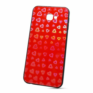 Puzdro Glass Reflect TPU Samsung Galaxy J4+ J415 Srdcia - červené