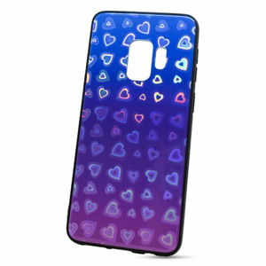 Puzdro Glass Reflect TPU Samsung Galaxy S9 G960 Srdcia - modro-fialové