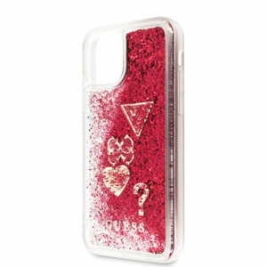 Puzdro Guess pre iPhone 11 GUHCN61GLHFLRA silikónové s trblietkami, ružové