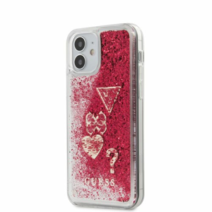 Puzdro Guess iPhone 12 Mini (5.4) GUHCP12SGLHFLRA silikónové s trblietkami - ružové