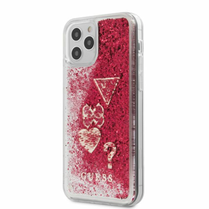 Puzdro Guess iPhone 12 Pro Max (6.7) GUHCP12LGLHFLRA silikónové s trblietkami - ružové