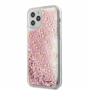 Puzdro Guess pre iPhone 12 Pro Max (6.7) GUHCP12LLG4GSPI silikónové s trblietkami, ružové