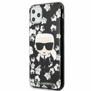 Puzdro Karl Lagerfeld iPhone 11 Pro Max KLHCN65FLFBBK black hard case Flower Iconic Karl