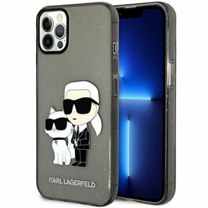Puzdro Karl Lagerfeld iPhone 12 / 12 Pro KLHCP12MHNKCTGK black HC IML Glitter NFT Karl&