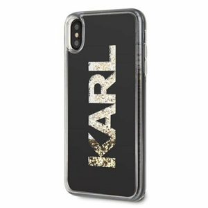 Puzdro Karl Lagerfeld iPhone 12 Mini KLHCP12SKLMLBK black hard case Karl Logo Glitter