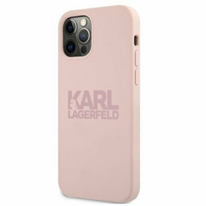 Puzdro Karl Lagerfeld iPhone 12 Pro Max KLHCP12LSTKLTLP pink Silicone Stack Logo