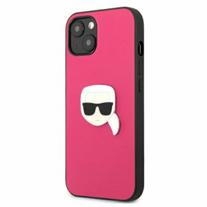 Puzdro Karl Lagerfeld iPhone 13 KLHCP13MPKMP hardcase pink Leather Ikonik Karl`s Head M
