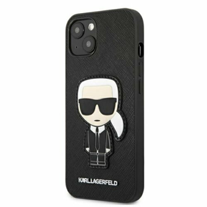 Puzdro Karl Lagerfeld iPhone 13 Mini KLHCP13SOKPK hardcase black Saffiano Ikonik Karl`s