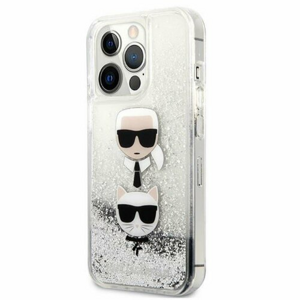 Puzdro Karl Lagerfeld iPhone 13 Pro Max KLHCP13XKICGLS hardcase silver Liquid Glitter K